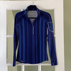 Under Armour Heat Gear 3/4 Zip Royal Blue/Turquoise Pullover Top Size Small NWOT